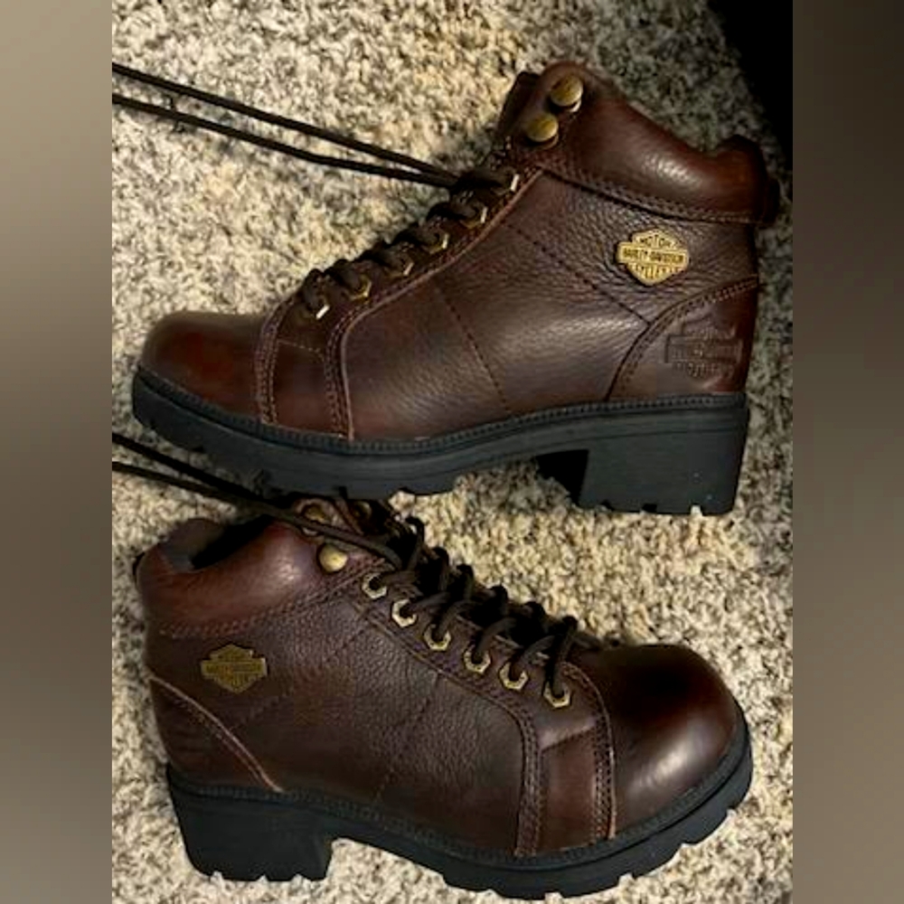 Harley Davidson Tayler Short Lace Up Leather Boots - Size 6.5